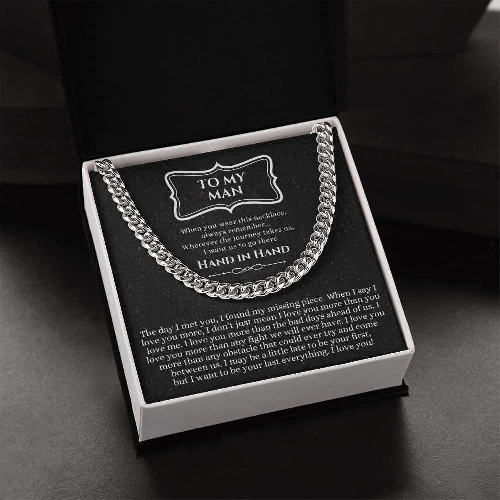 Valentines Day Gift For Him Chain Necklace Gift For Him Promise Necklace Gift To My Man Birthday Gift For Boyfriend An Cuban Link Chain
