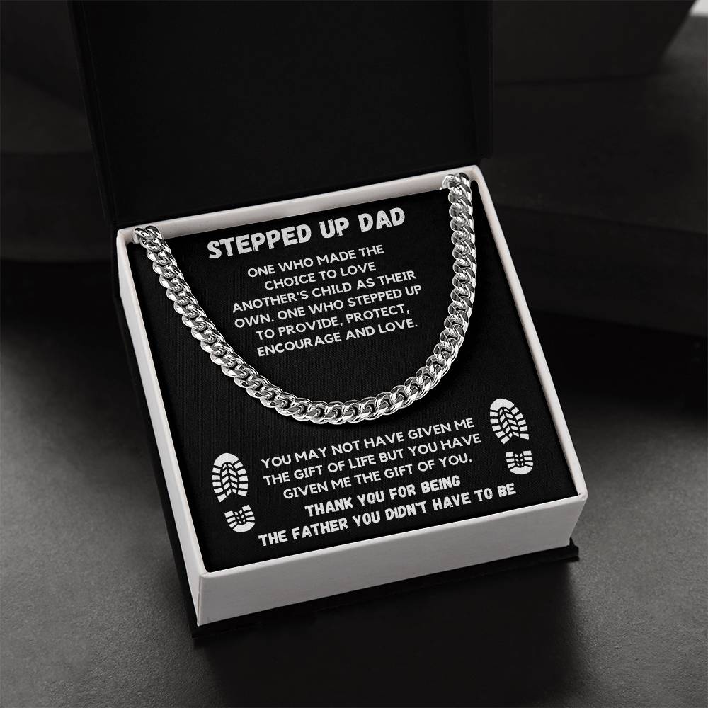 Stepped Up Dad Chain Gift Set Cuban Link Chain