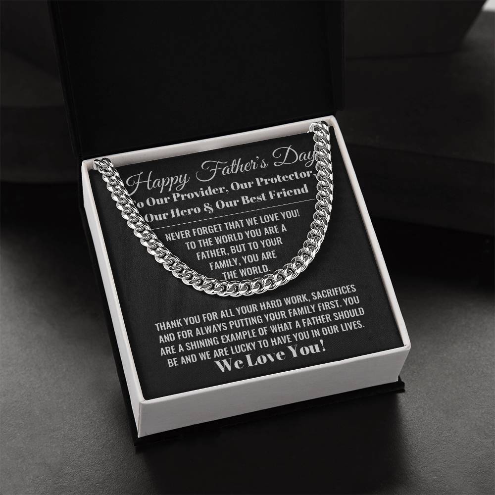 Our World Father's Day Necklace Cuban Link Chain