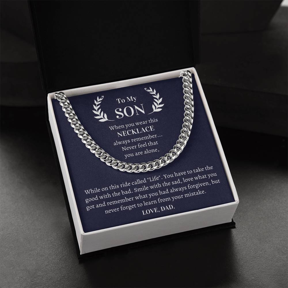 Gift For Son From Dad - Never Forget To Learn From Your Mistake Cuban Link Chain