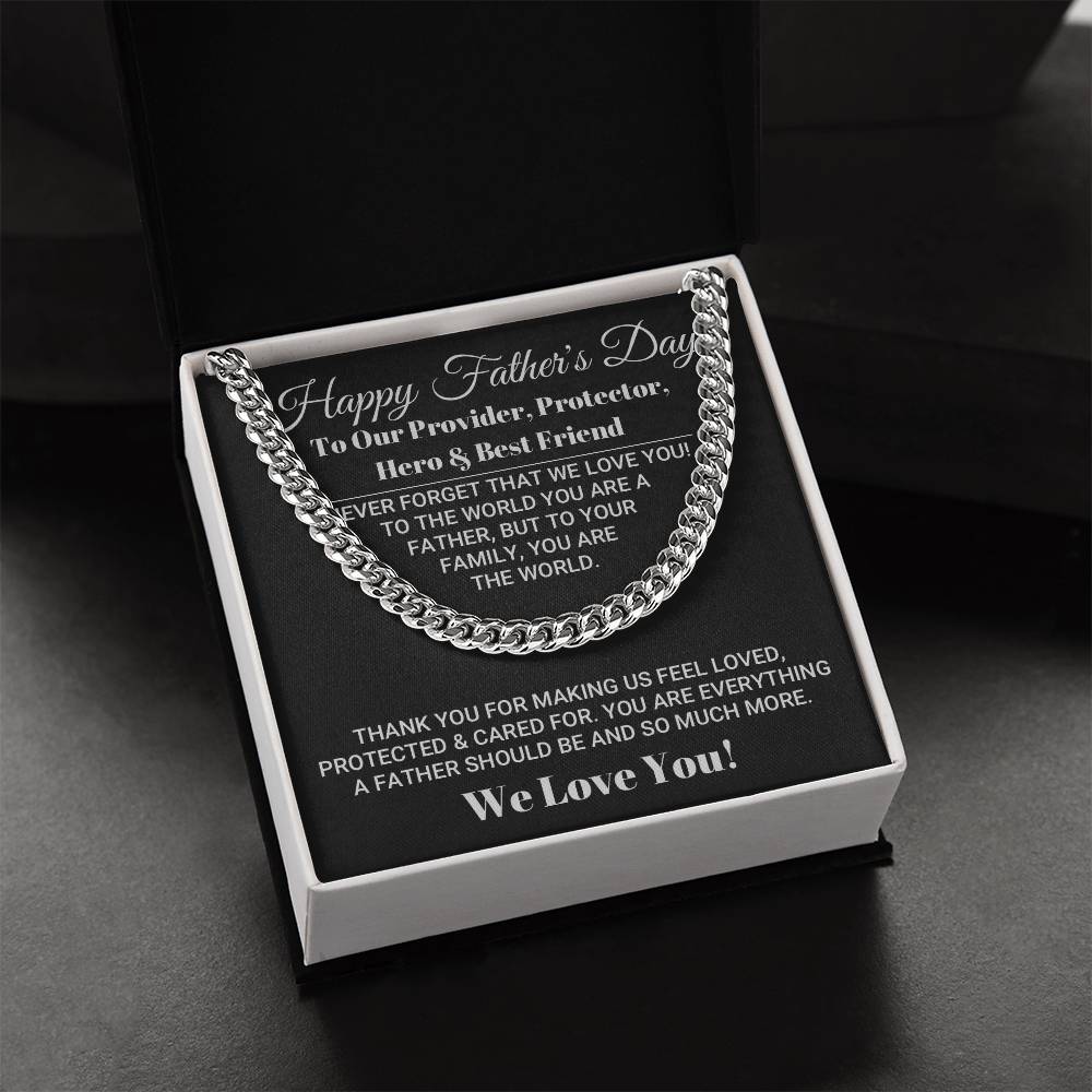 Our World Father's Day Necklace Cuban Link Chain