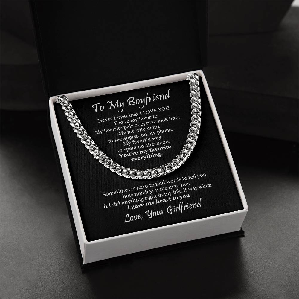 To My Boyfriend - Never Forget That I Love You Cuban Link Chain