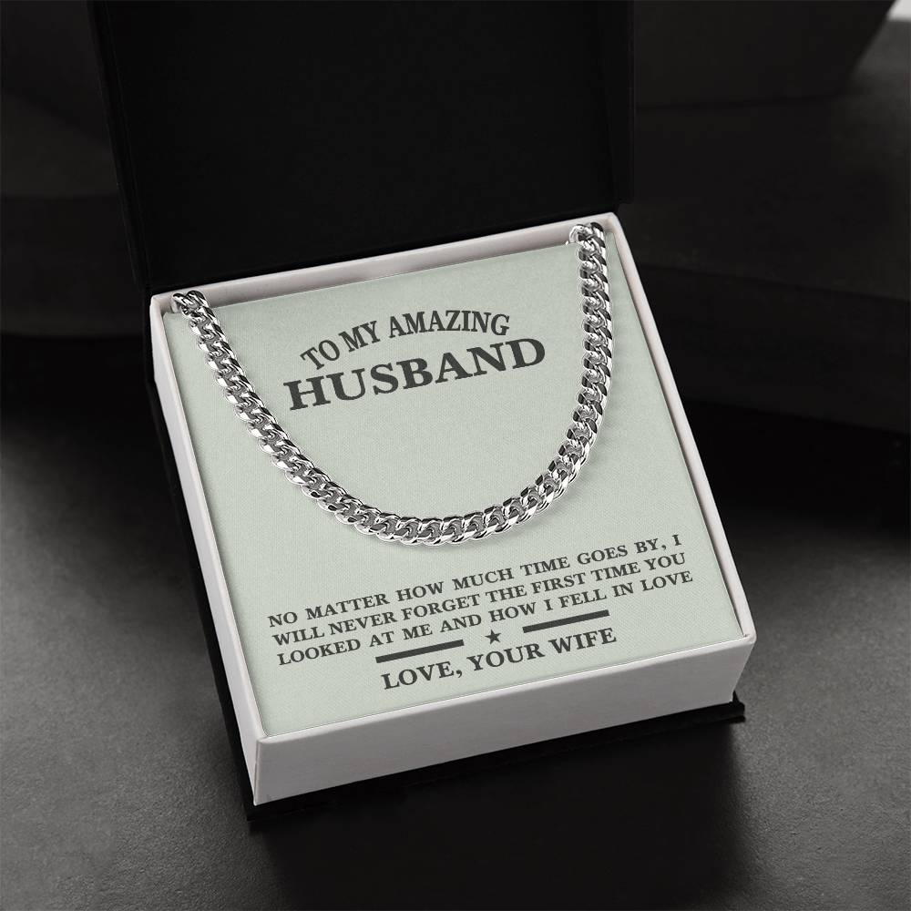 For Husband- Birthday  Anniversary Gift  Message Card Jewelry Cuban Link Chain