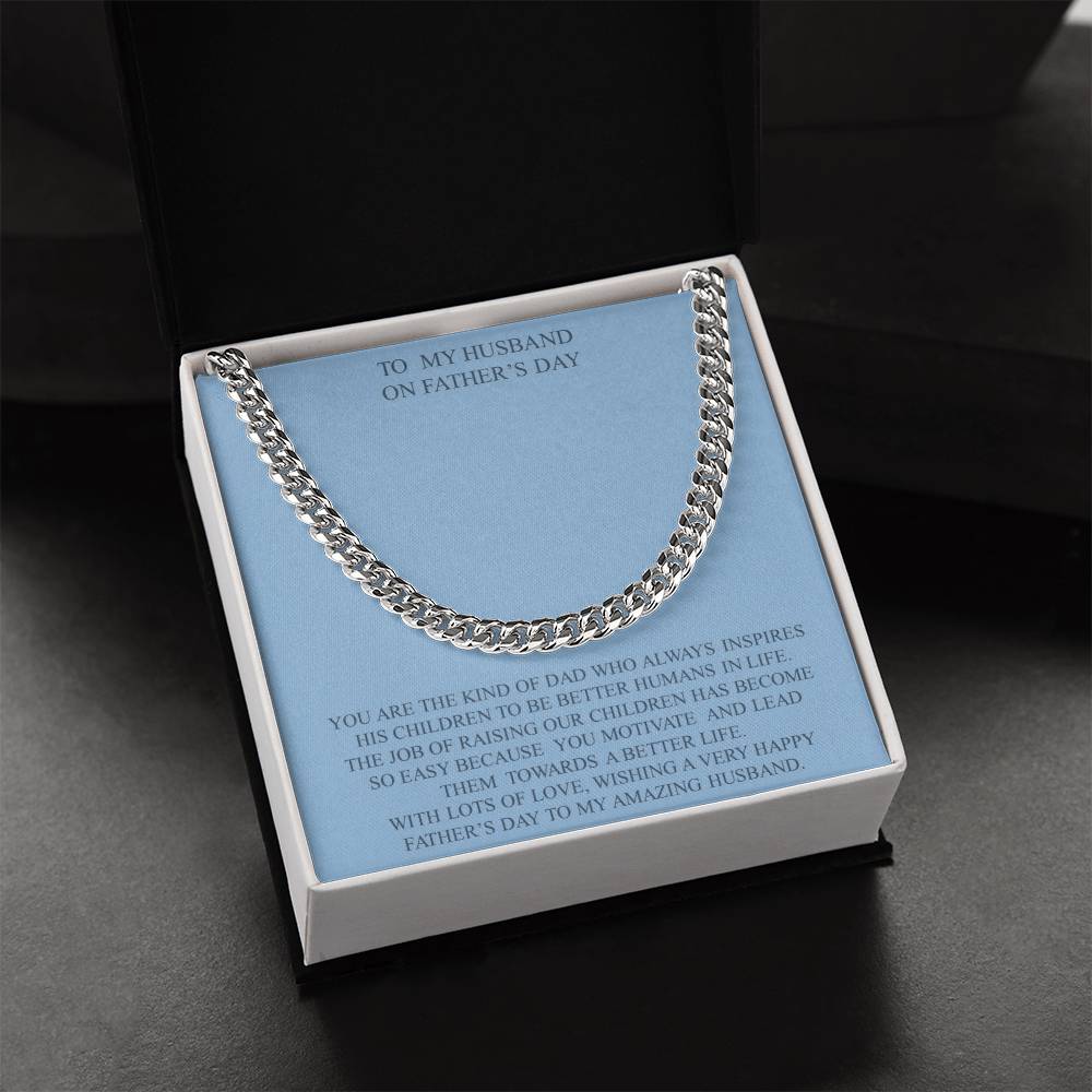 To My Husband On Father's Day Cuban Link Chain