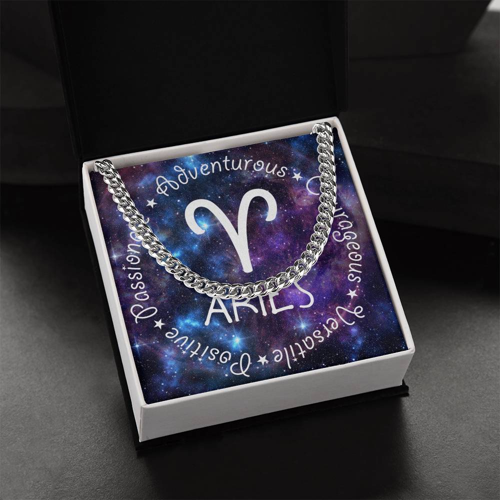 Cuban Link Chain Necklace - Aries Theme