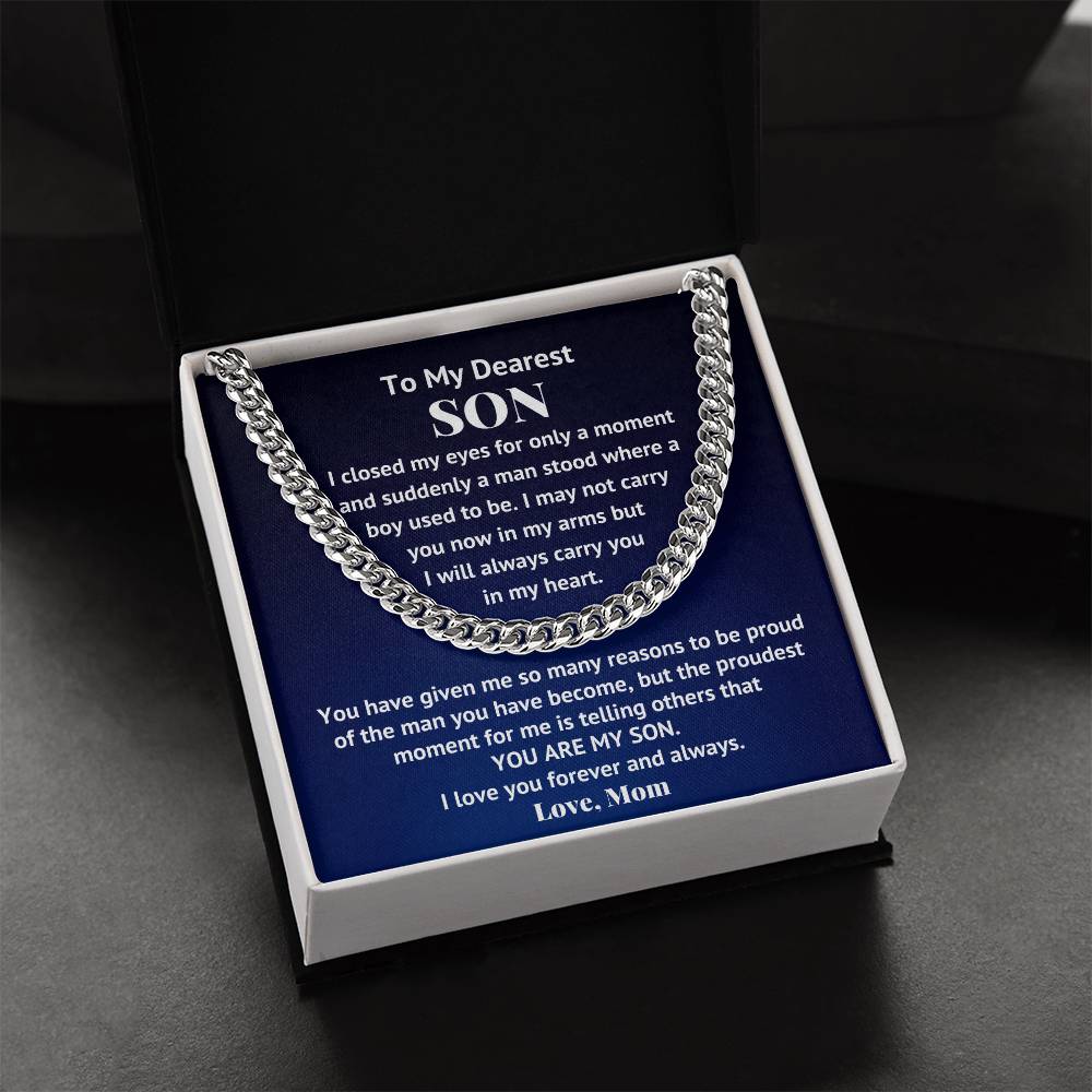 To My Son Necklace Son Gifts From Mom Son Cuban Chain Necklace Mother To Son Gifts Gifts For Son Birthday Cuban Link Chain