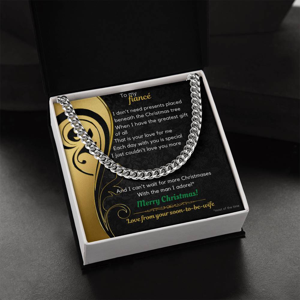 To My Fiancé Christmas Cuban Link Chain Necklace