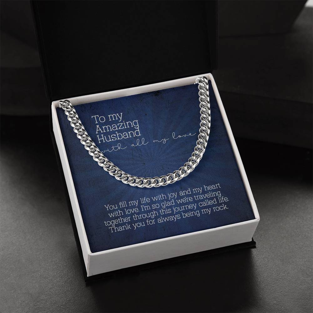 To My Amazing Husband Cuban Link Chain Necklace Gift For Husband From Wife