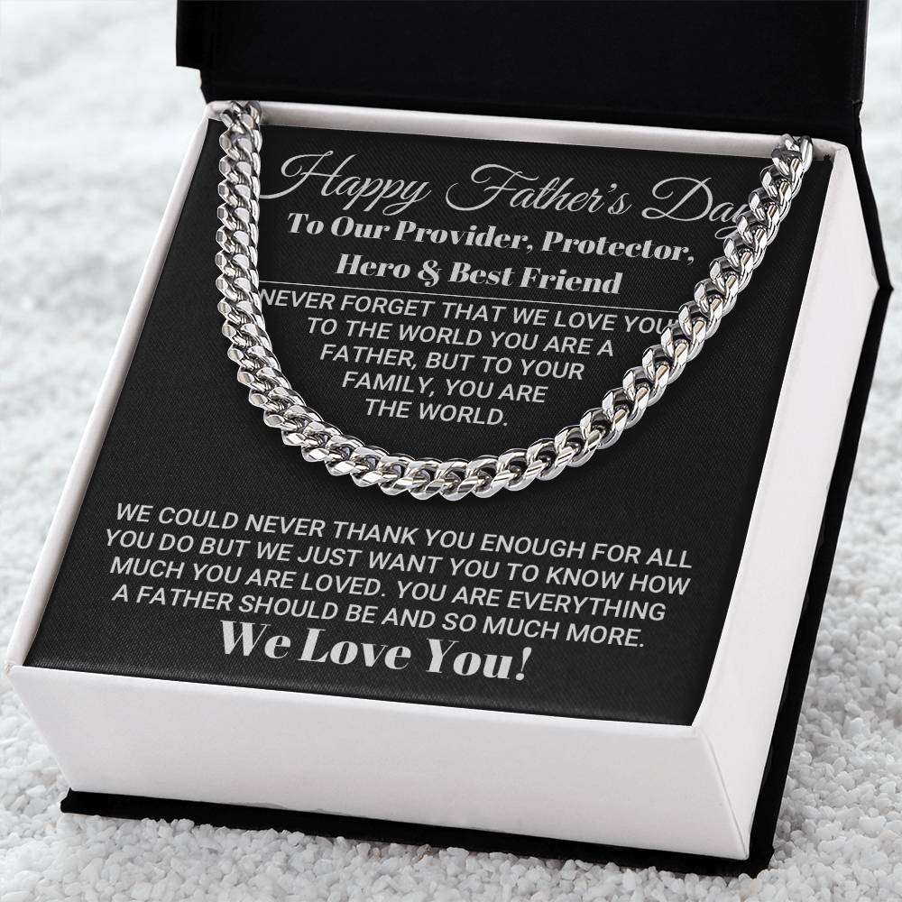 Our World Father's Day Necklace Cuban Link Chain