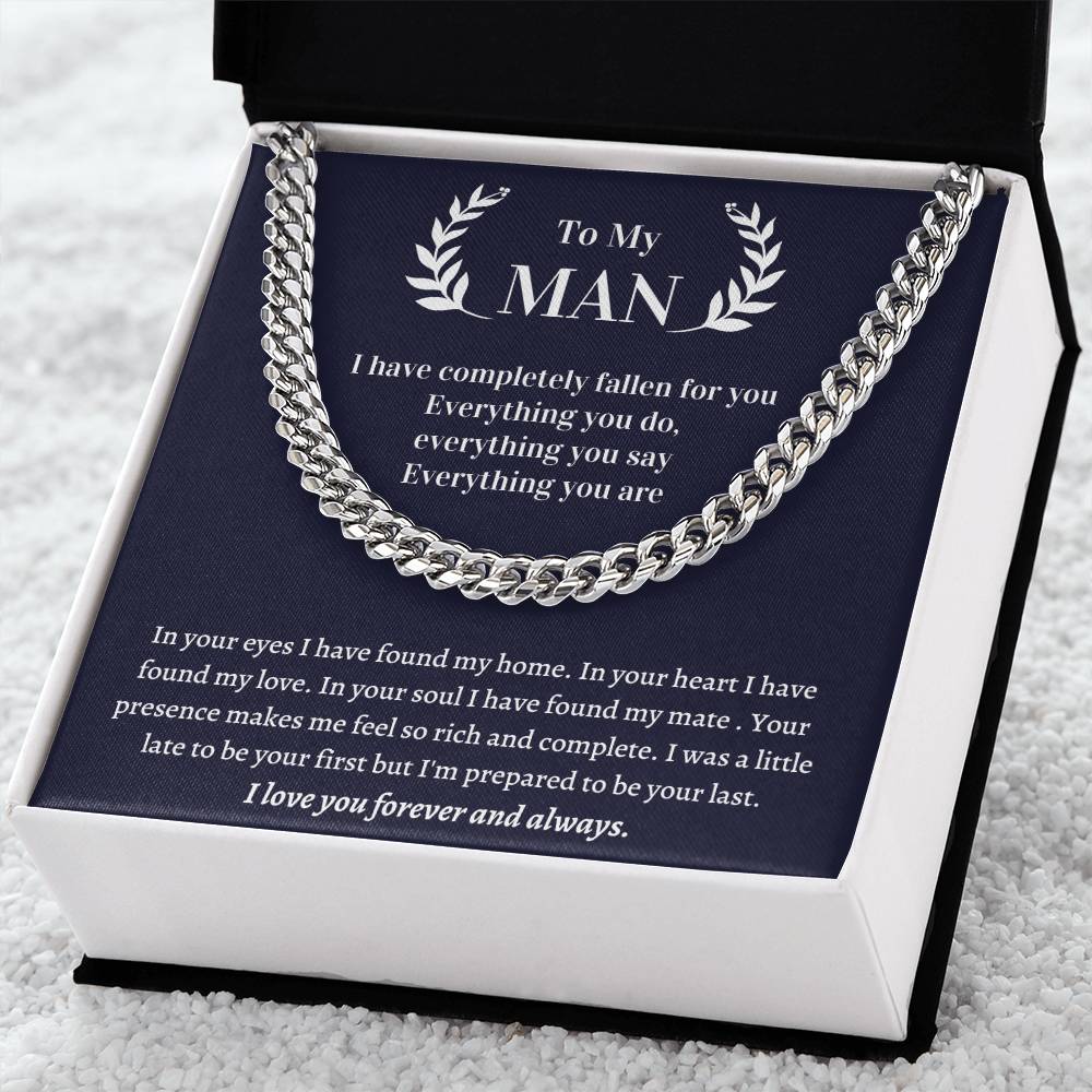 Valentine's Gift For Husband - In Your Eyes I Have Found My Home. In Your Heart I Have Found My Love Cuban Link Chain