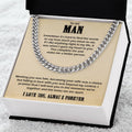 To My Man Cuban Chain Necklace Husband Necklace Gift For Husband From Wife Cuban Link Chain
