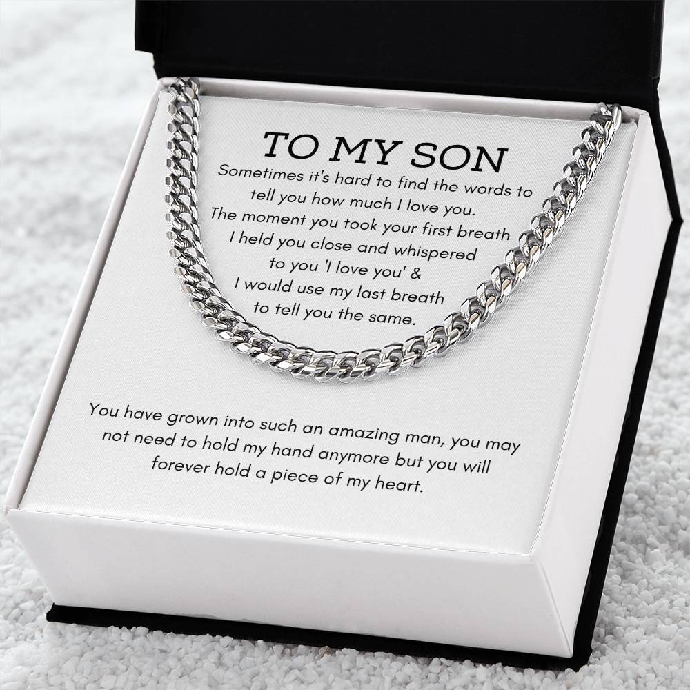 To My Son Christmas Gift For Son From Mom Dad To Son Gift Stocking Stuffers For Teenage Boys Son Necklace From Mom & D Cuban Link Chain