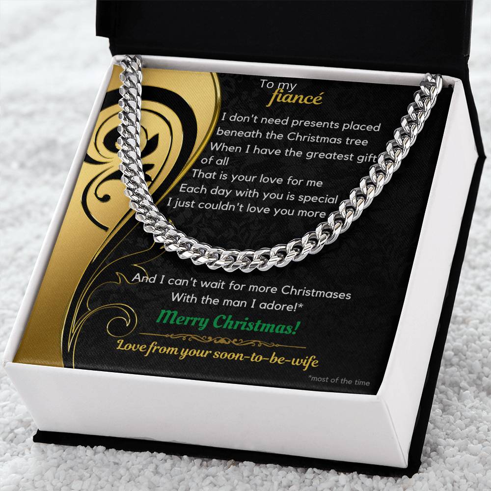 To My Fiancé Christmas Cuban Link Chain Necklace