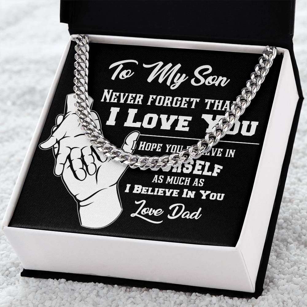 Gift For Son Never Forget That I Love You Cross Necklace Cuban Link Chain