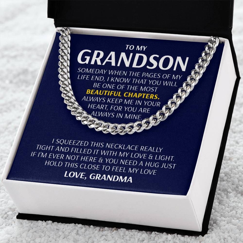 To My Grandson - Beautiful Chapters  Cuban Link Chain Necklace