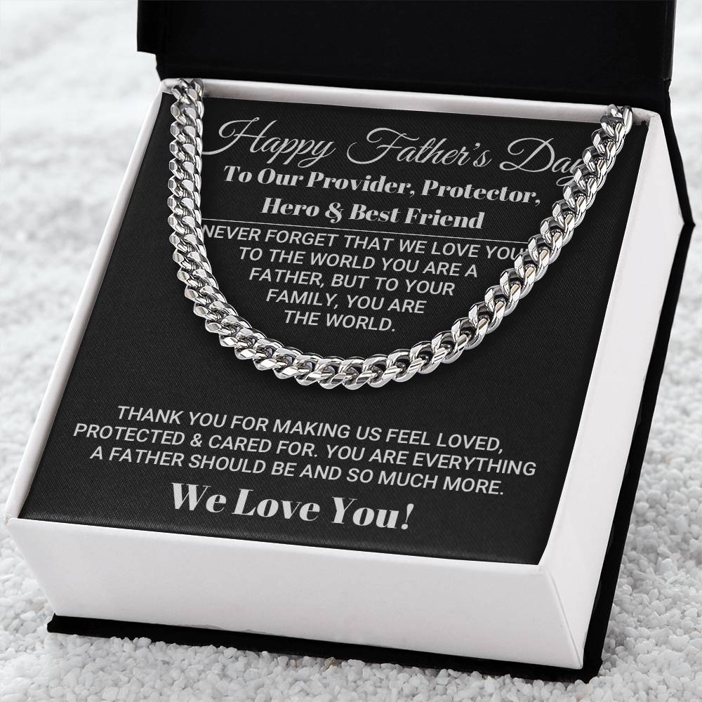 Our World Father's Day Necklace Cuban Link Chain