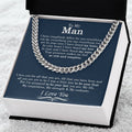 To My Man Chain Necklace Men Chain Necklace Sentimental Gift For Husband Boyfriend Anniversary Gift Valentine Gift Cuban Link Chain
