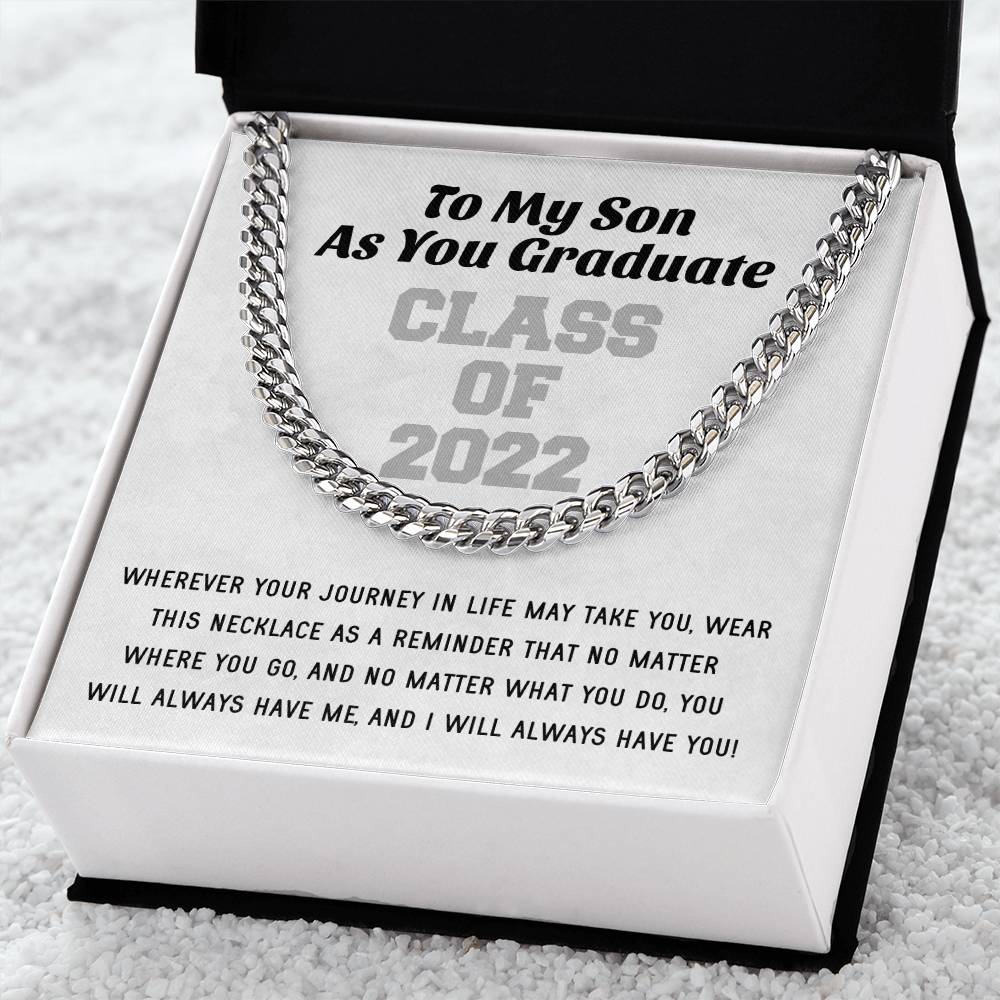Son Graduation Class Of 2022 High School Graduation College Graduation Gift For Son Mens Gold Cuban Link Chain Necklac