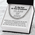 Son Graduation Class Of 2022 High School Graduation College Graduation Gift For Son Mens Gold Cuban Link Chain Necklac