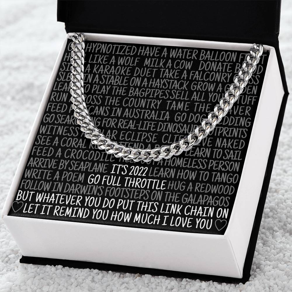 New Year Gift For Men Christmas Gift For Nephew Brother Boyfriend Husband Funny Bucket List Cuban Chain Link Cuban Link Chain