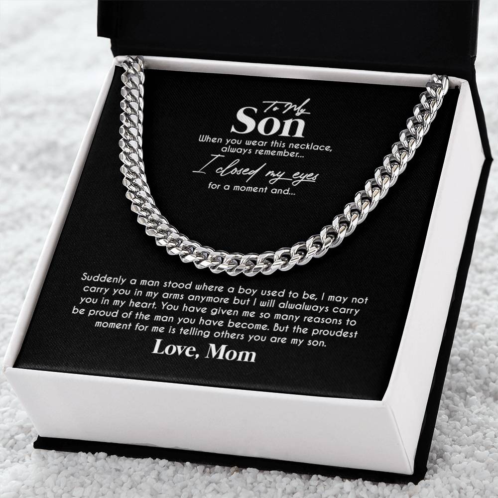 To My Son Cuban Link Chain Necklace