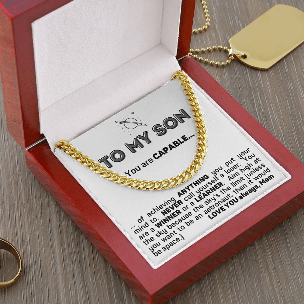 To My Son Cuban Chain Link Necklace Gift From Mom Cuban Link Chain