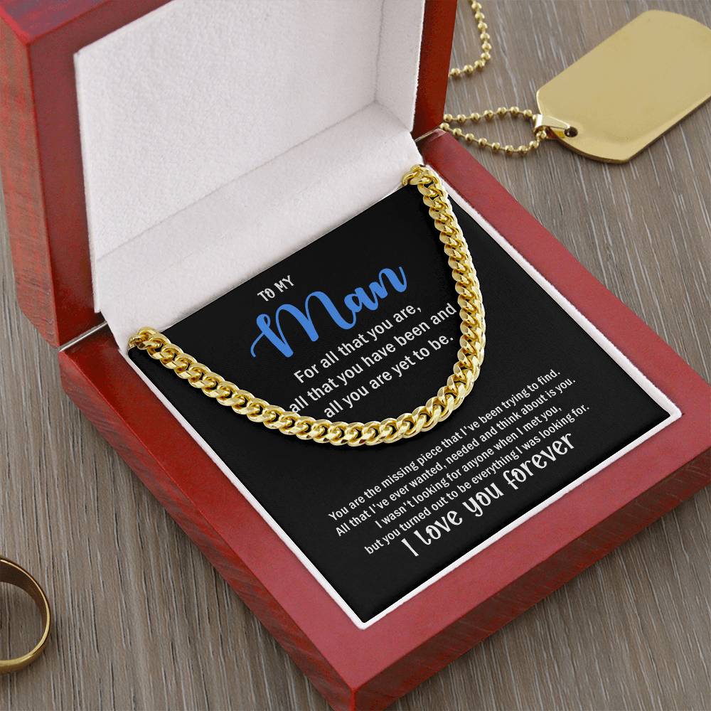 To My Man Cuban Chain Necklace For Him Cuban Link Chain