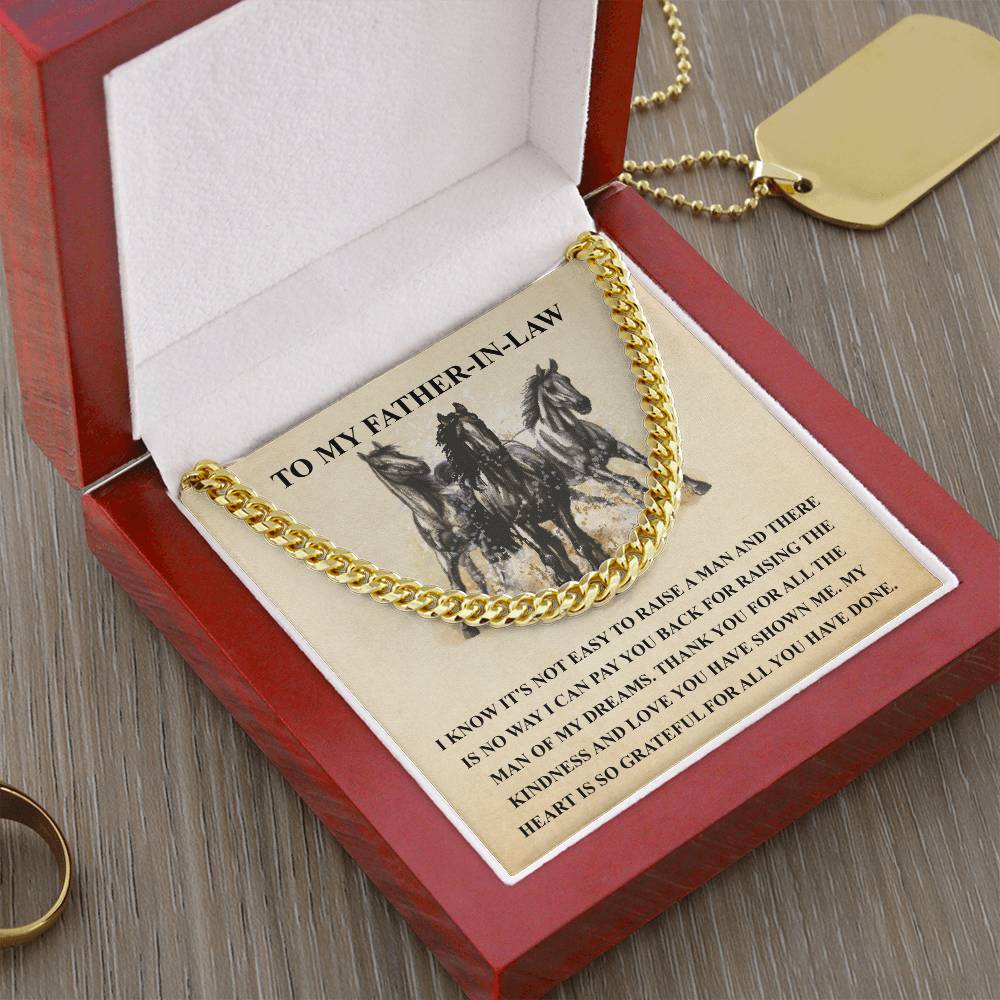 Father In Law Gift From Daughter In Law Fathers Day Gift For Father In Law Christmas Gift For Father In Law Horse Love Cuban Link Chain
