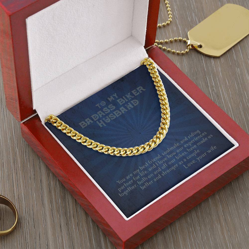 To My Biker Husband - Cuban Chain Necklace From Wife Cuban Link Chain