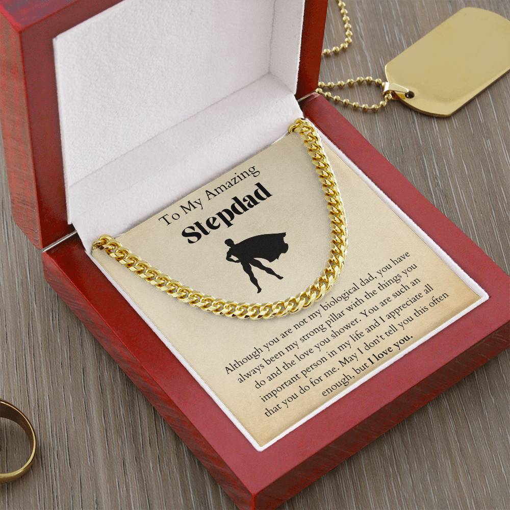 Fathers Day Gift For Stepdad. Stepdad Gift. Birthday Gift For Stepdad. I Love You Stepdad. Stepdad Gift On Fathers Day Cuban Link Chain