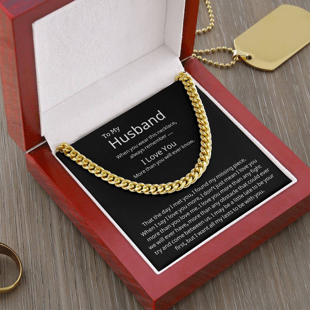 To My Husband Cuban Link Chain Necklace