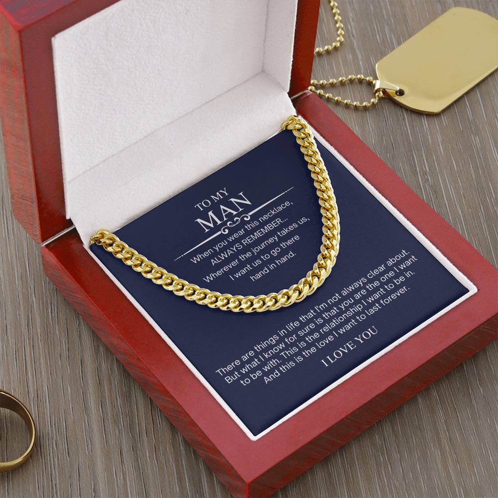 To My Man Valentine's Day Cuban Chain Necklace Cuban Link Chain
