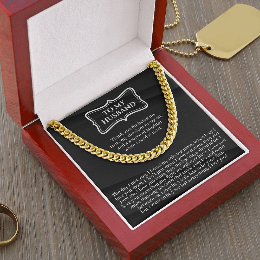 Valentines Day Gift For Husband Meaningful Necklace Gift For Husband Gift For Husband To My Husband Birthday Gift For Cuban Link Chain