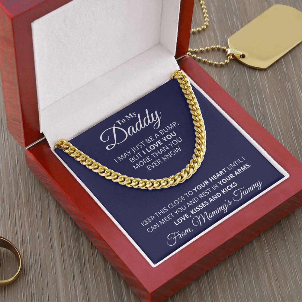 Daddy To Be From Baby Bump Cuban Link Chain Daddy To Be Necklace Gift First Time Dad Gift New Dad Gift