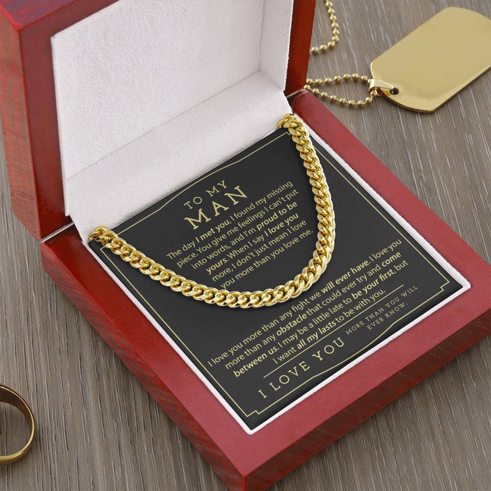 To My Man Necklace Boyfriend Necklace Gift Birthday Gift For Him Chain Necklace For Him Anniversary Husband Gift Cuban Link Chain