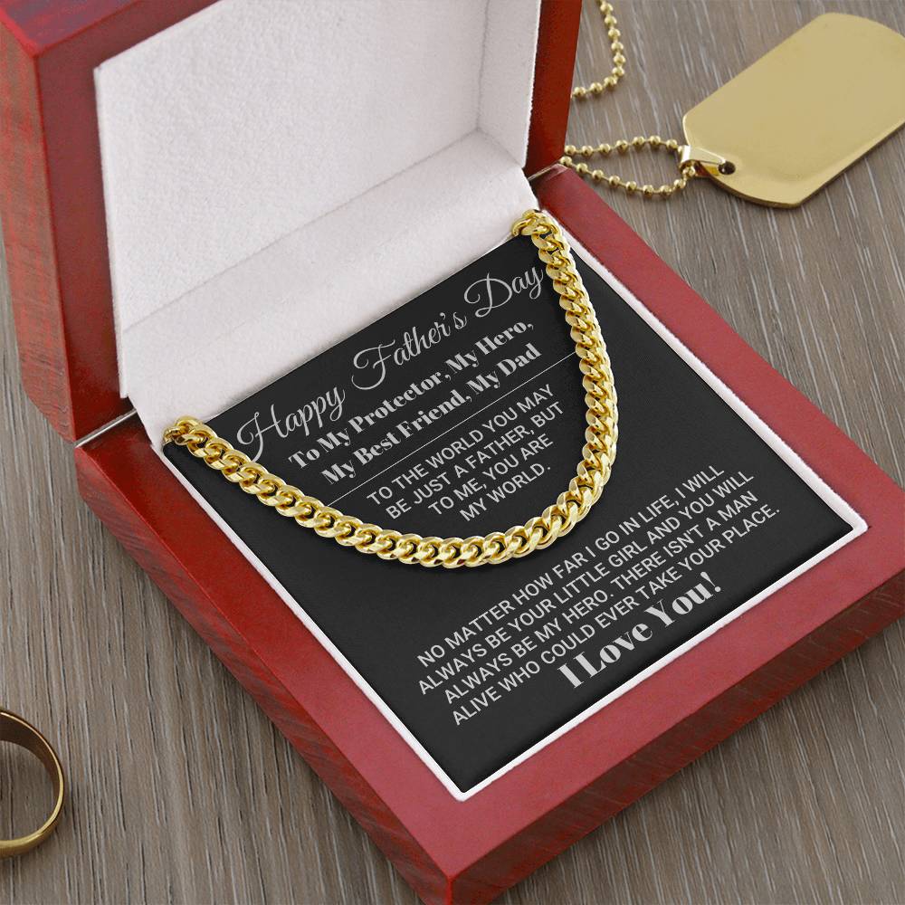 My Dad My World Father's Day Gift Cuban Link Chain