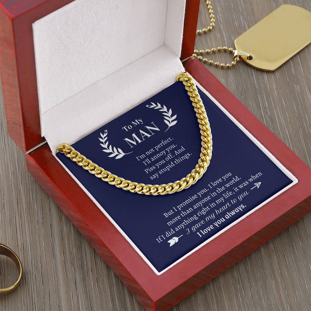 Valentine's Gift For Boyfriendhusband - I Promise I Love You More Than Anyone In The World Cuban Link Chain