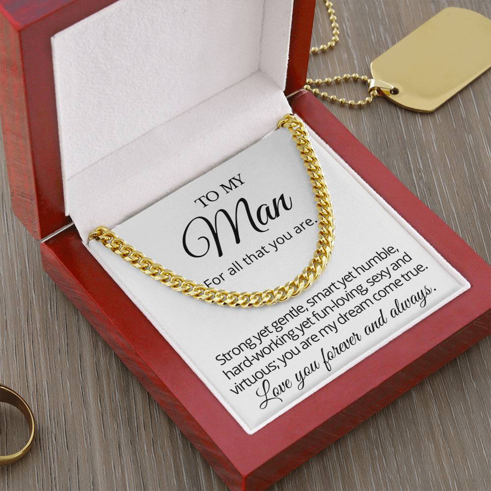 To My Man Cuban Chain Necklace Gift From Wife Cuban Link Chain