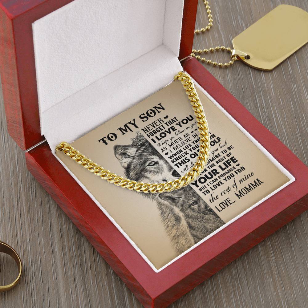To My Son Cuban Link Chain Necklace