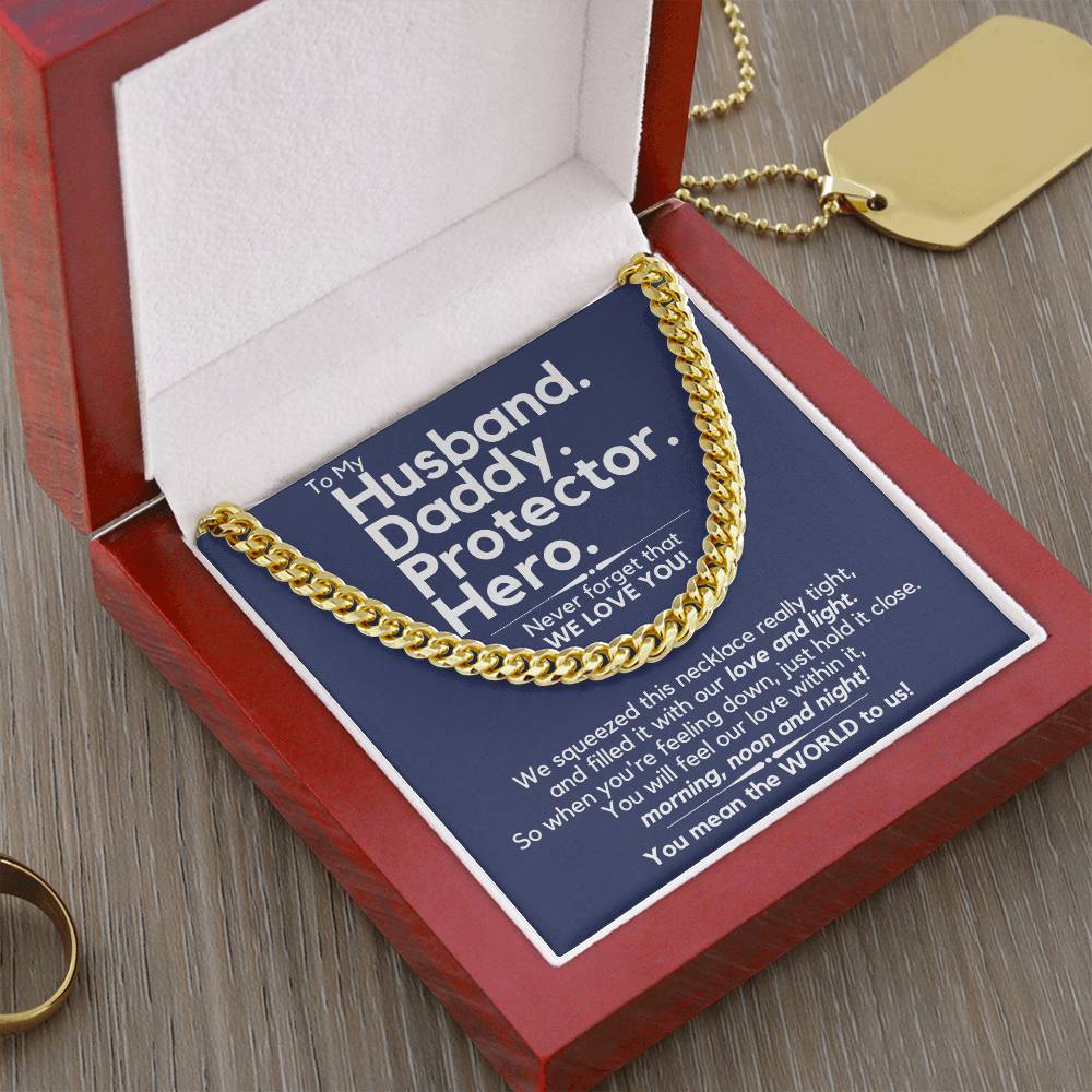 Husbanddaddy - We Love You - Gift Necklace From Family Cuban Link Chain