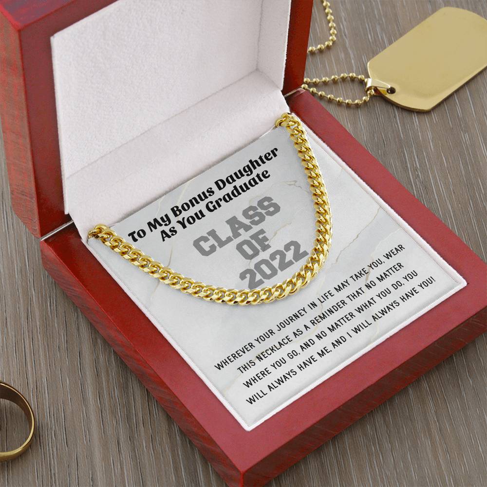 Bonus Daughter Graduation Class Of 2022 High School Graduation College Graduation Gift For Step Daughter Womens Gold C Cuban Link Chain