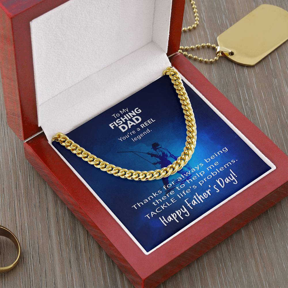 Cuban Link Chain Men To My Fishing Dad Gift For Fishing Dad Father's Day Gift Necklace To Dad From Son Daughter