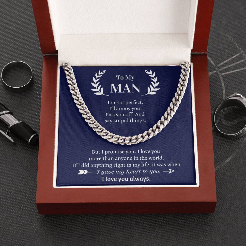 Valentine's Gift For Boyfriendhusband - I Promise I Love You More Than Anyone In The World Cuban Link Chain