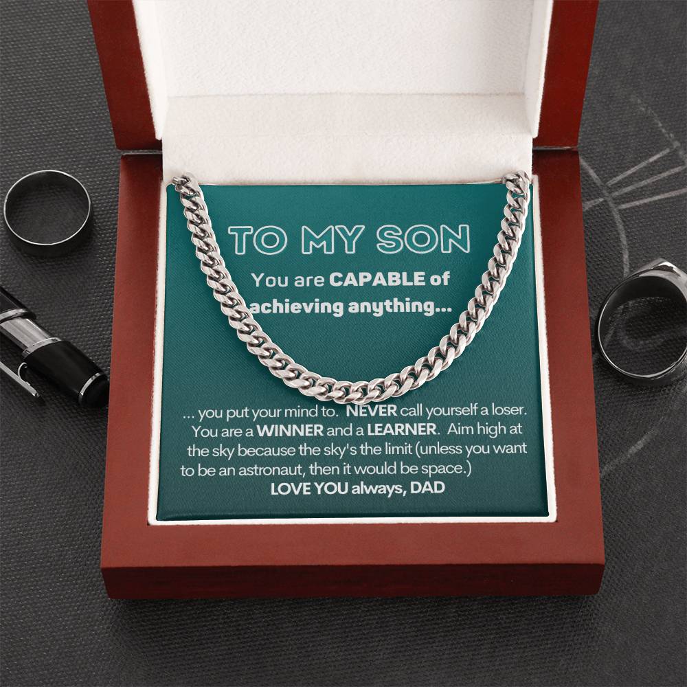 To My Capable Son Cuban Chain Necklace Gift From Dad Cuban Link Chain