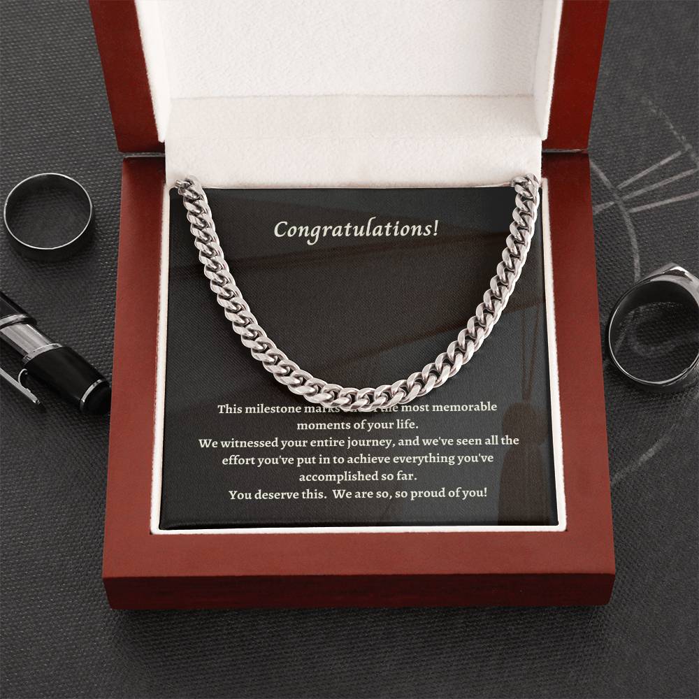 Congratulations On Your Graduation Son! Cuban Link Chain