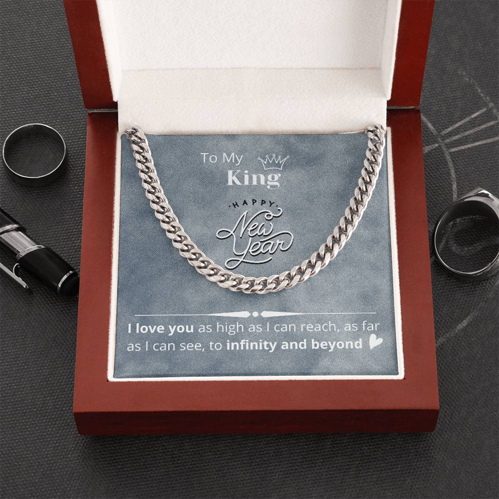 Necklace Gift For Boyfriend Husband  Happy New Year Gift Message Card Cuban Link Chain