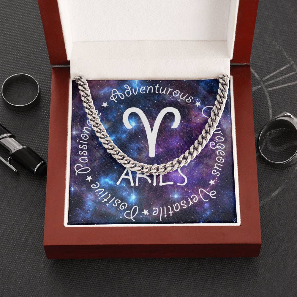 Cuban Link Chain Necklace - Aries Theme