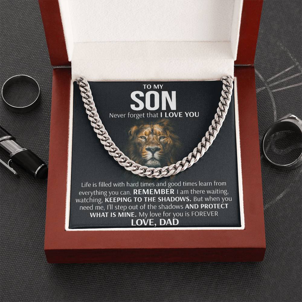 To My Son - Keeping To The Shadows  Cuban Link Chain Necklace