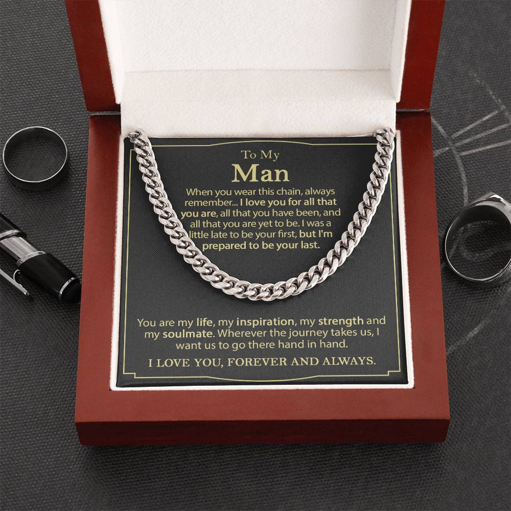 To My Man Necklace Cuban Chain Necklace For Him Romantic Birthday Gifts For Men Cuban Link Chain