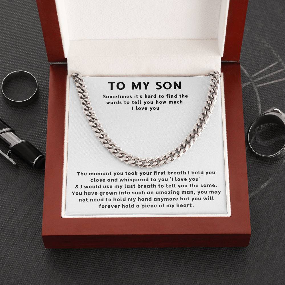 To My Son Necklace - Cuban Link Chain